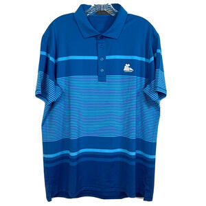 G/Fore Polo Shirt Mens Sz L Blue Striped Knit Stretch Breathable Polo Golf